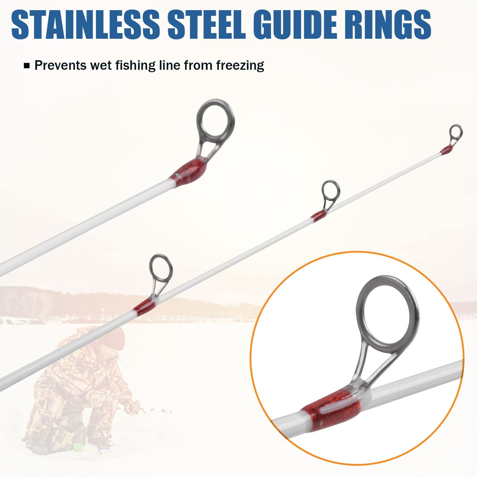 Portable Lightweight Ice Fishing Spinning Rod Pole Trout Walleye Gear