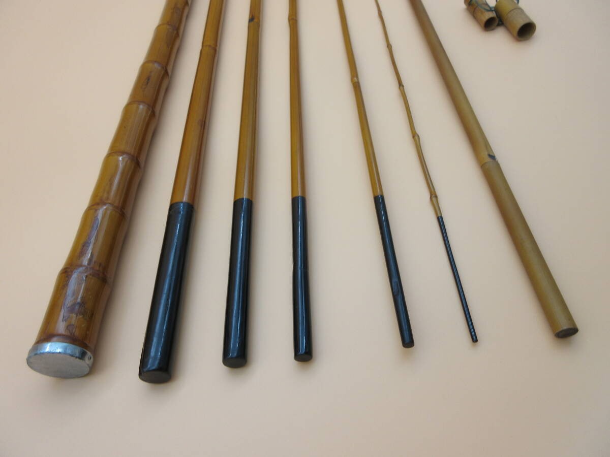 Japanese Bamboo Fishing Rod Signed “Saoichi” 6-Section Traditional Wazao 437cm