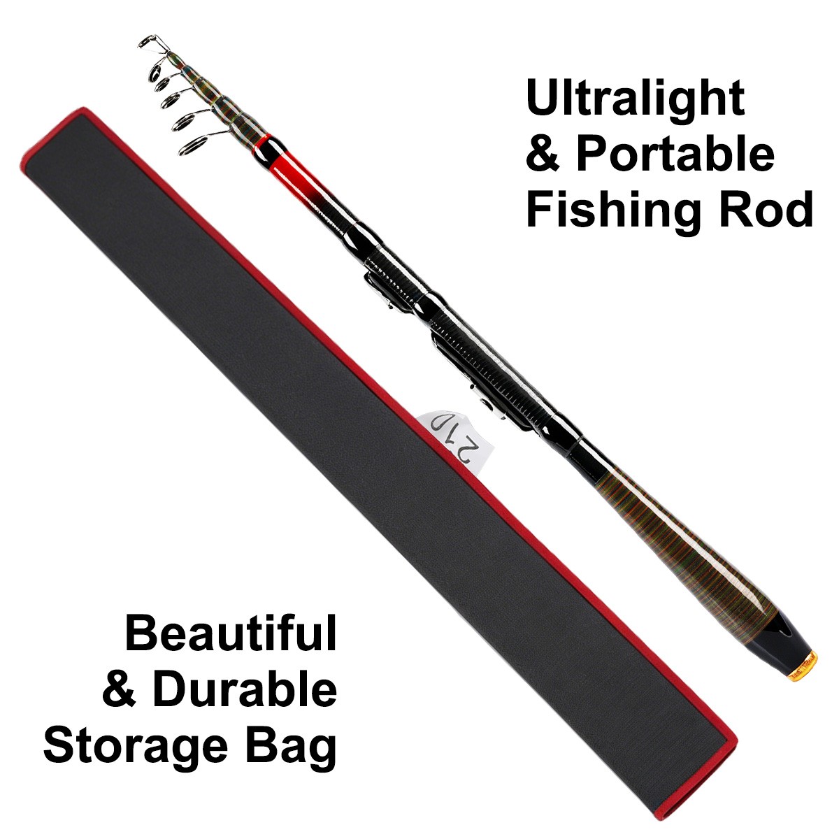 Professional Carbon Fiber Telescopic Fishing Rod Travel Spinning Rod Pole 2.1m