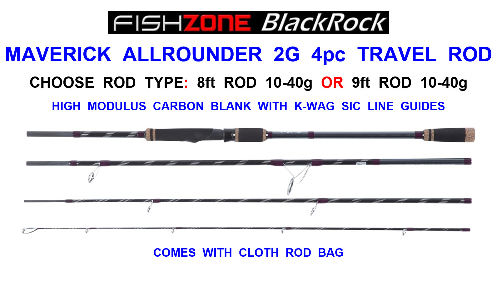 NEW BLACKROCK MAVERICK ALLROUNDER 2G 4pc TRAVEL ROD LURE & BAIT FISHING SPINNING