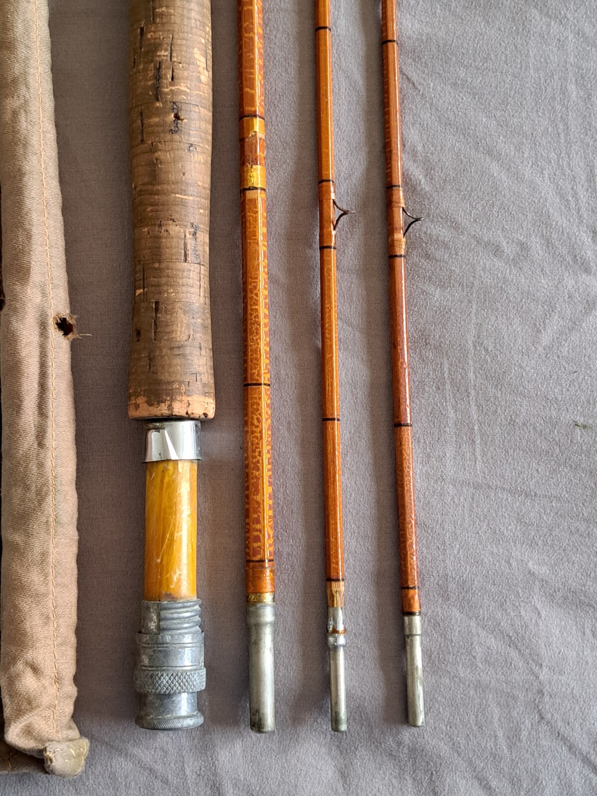 1930S USA DESIRABLE FLY ROD SOUTHBEND CROSS DOUBLEBUILT TUBE & ORIGINAL SOCK