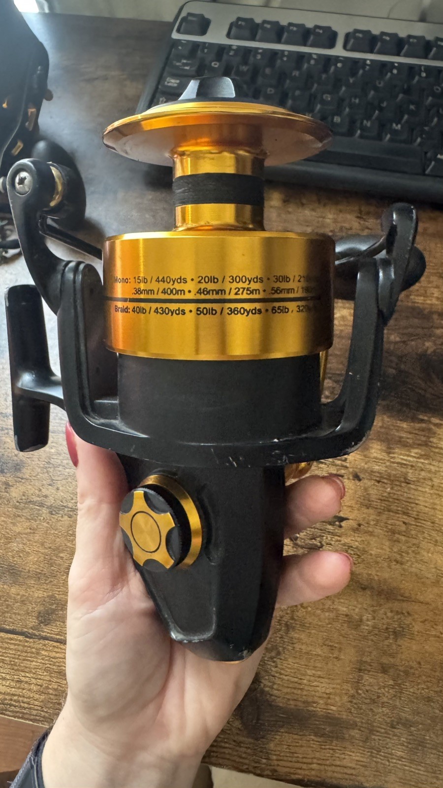 Penn Spinfisher V Setup with 7ft Fishing Rod, Spinfisher V reel 7500, and line