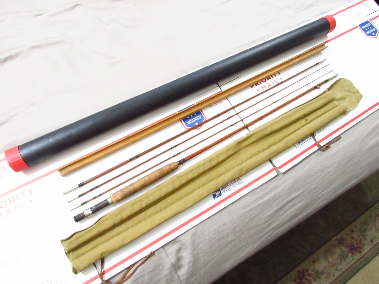 1930S USA HEDDON PETE’S FAVORITE 8′ 1/2 FT BAMBOO FLY ROD ALL ORIGINAL