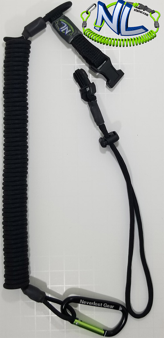 Kayak Fishing Rod Tether Leash w/ quick disconnect Neverlost Gear NL330 Black