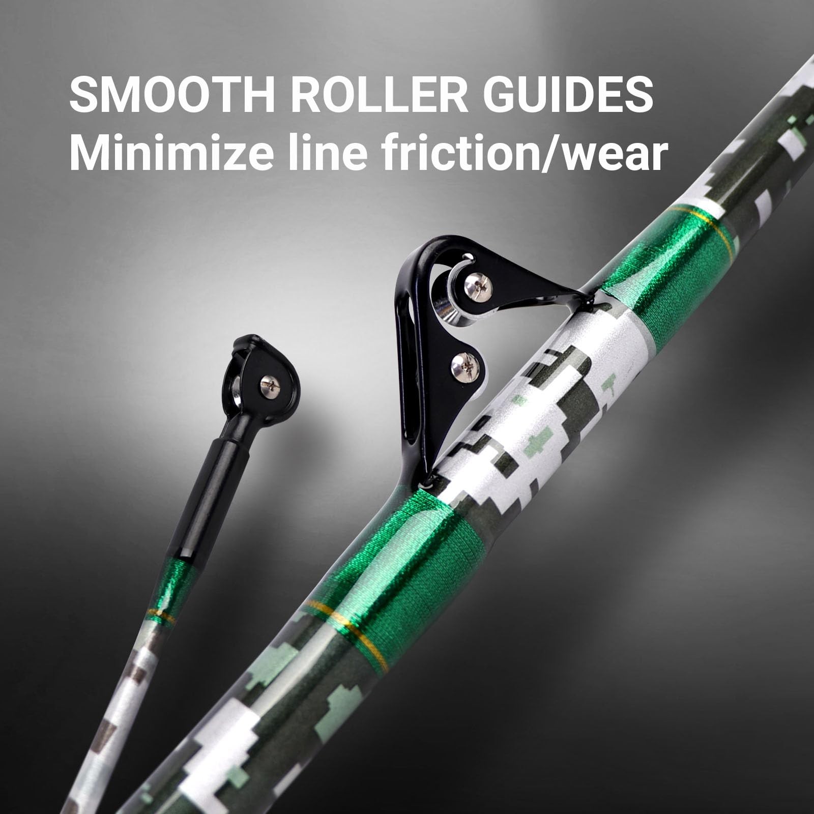 Fiblink 2-Piece Trolling Fishing Rod, Saltwater Roller Rod, Portable Big Game…