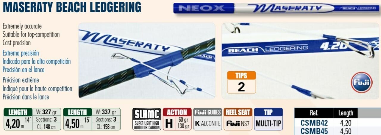YUKI MASERATY Beach Ledgering Surfcasting Fishing Rod 4.20m 60-130gr