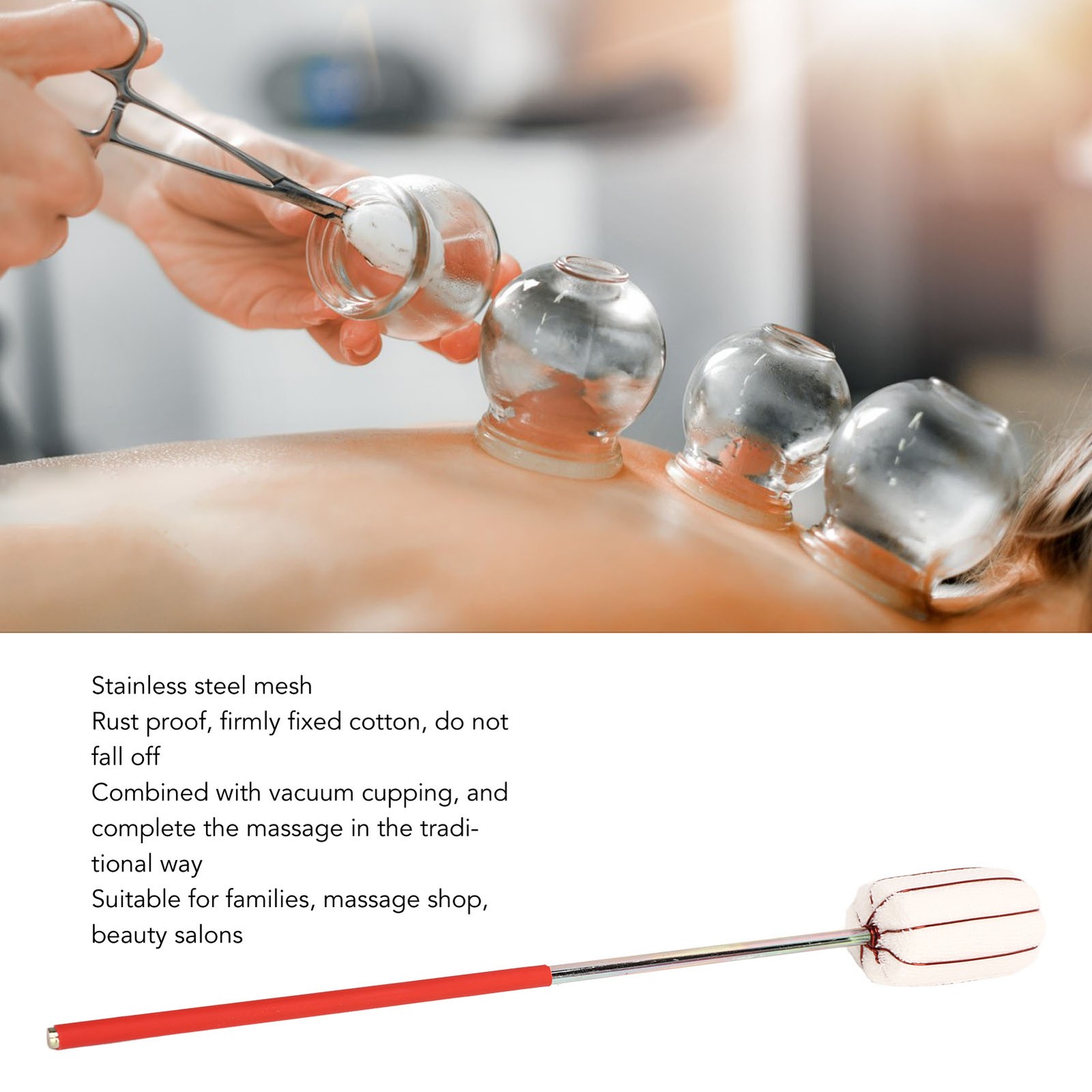 2PCS Fire Cupping Stick Reusable Safe Stainless Steel Cupping Ignition Rod For