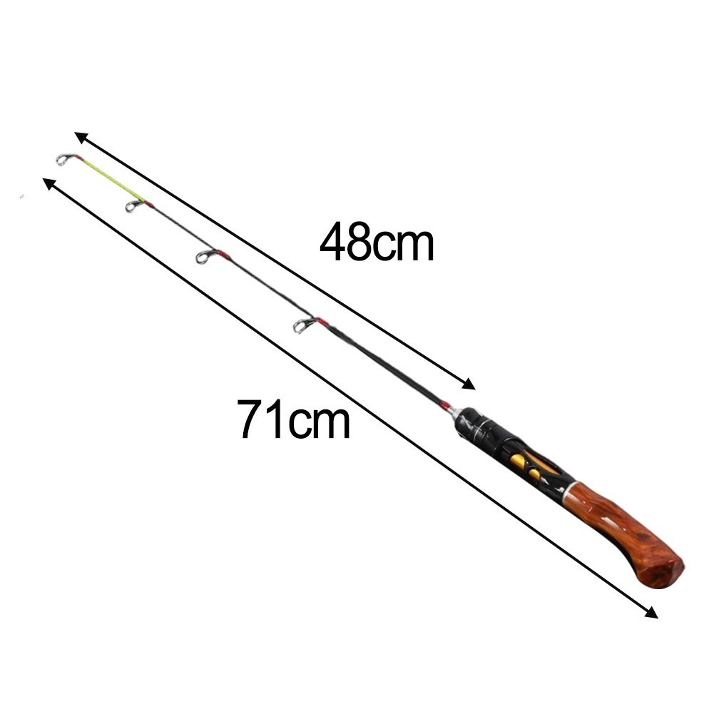 Two Section Ice Fishing Rod with Comfortable Imitation Wooden Grip 50 to 80 cm