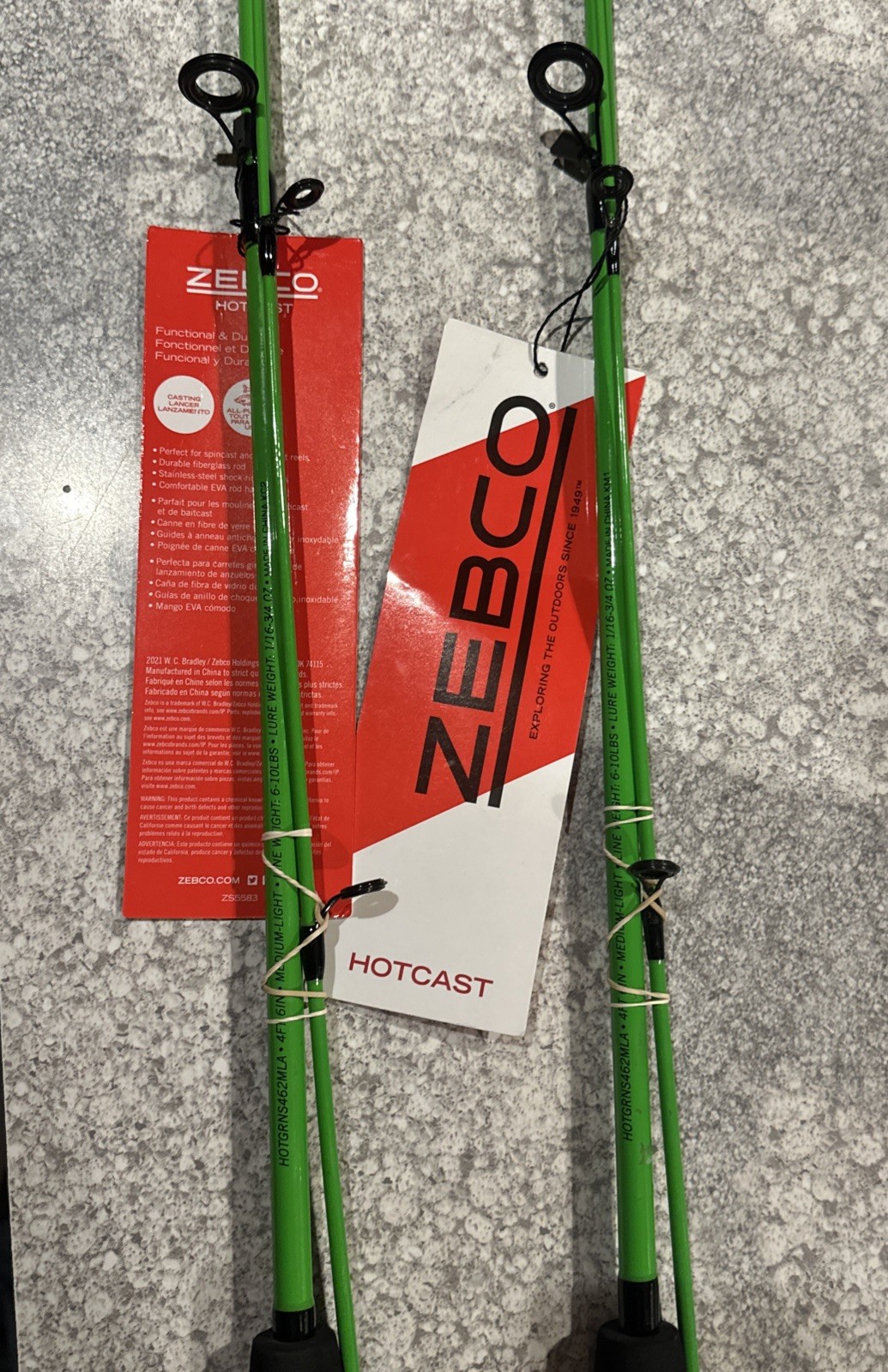 2 Rods Zebco Hot Cast Spinning 4’6” Medium Light 2-piece Rods