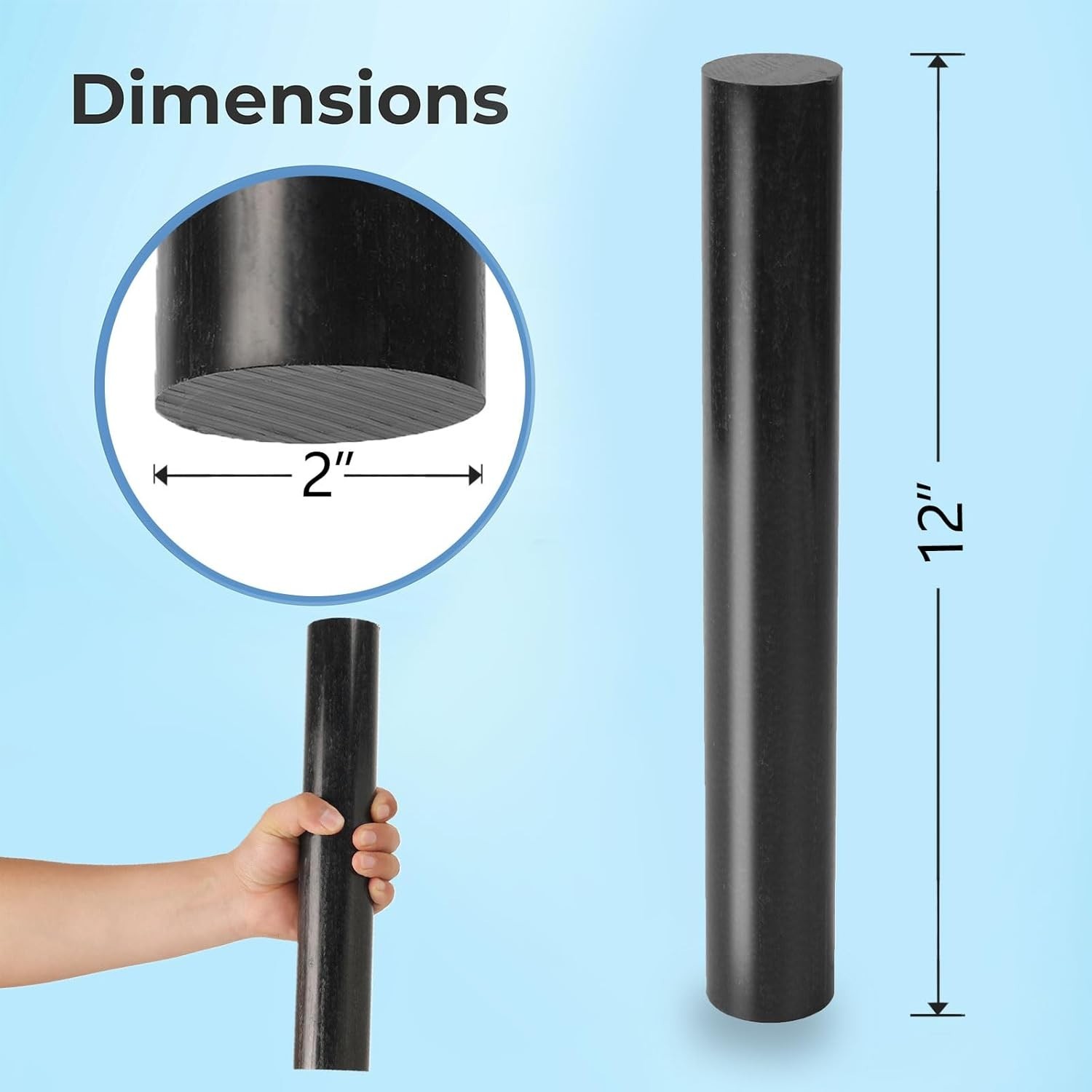 (2 Pack) Round Acetal Copolymer Rods – Standard Tolerance 2-Inch Diameter and…