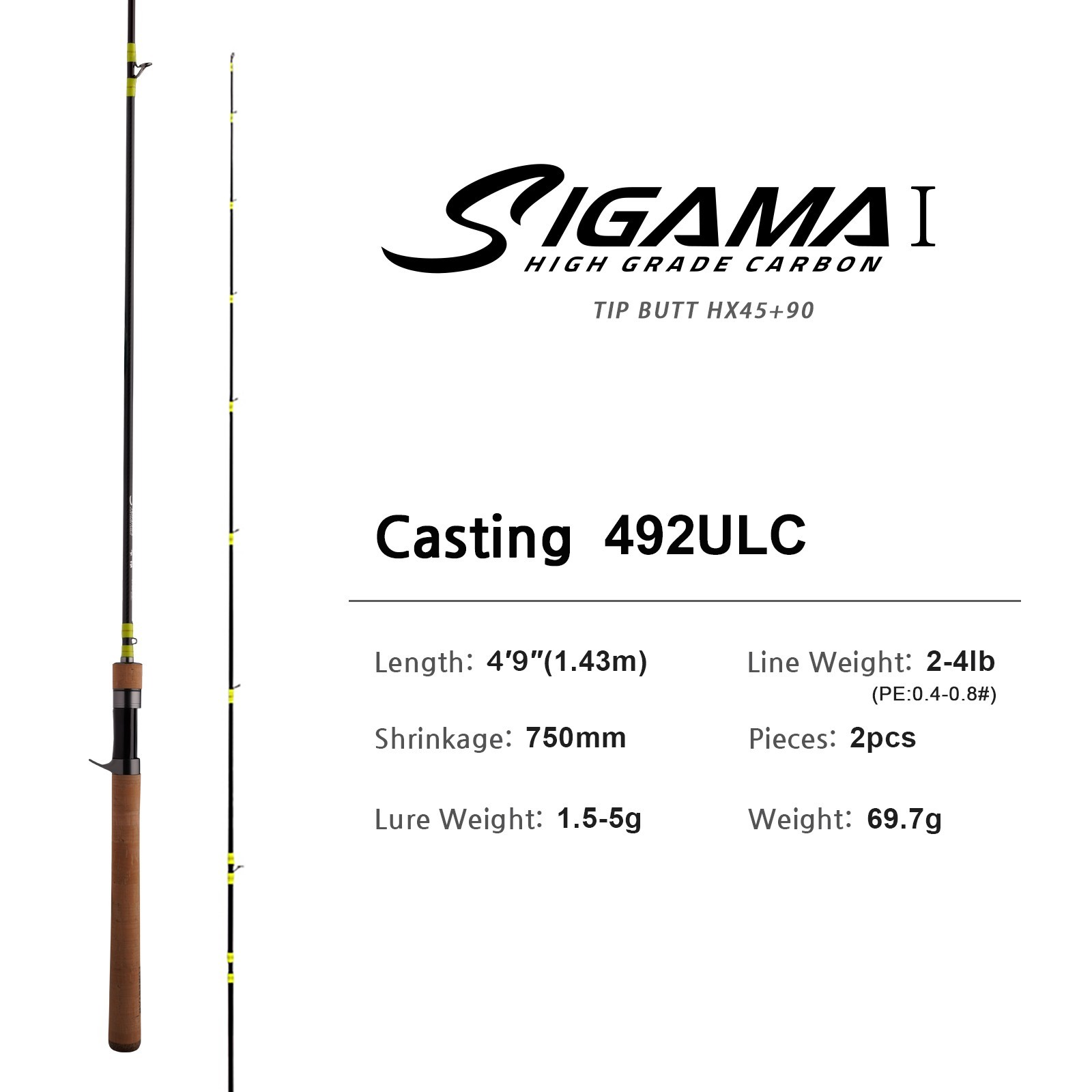 SIGAMAⅠ Stream Fishing Rod Cast/Spin 2-Piece 4’5″-7’3″