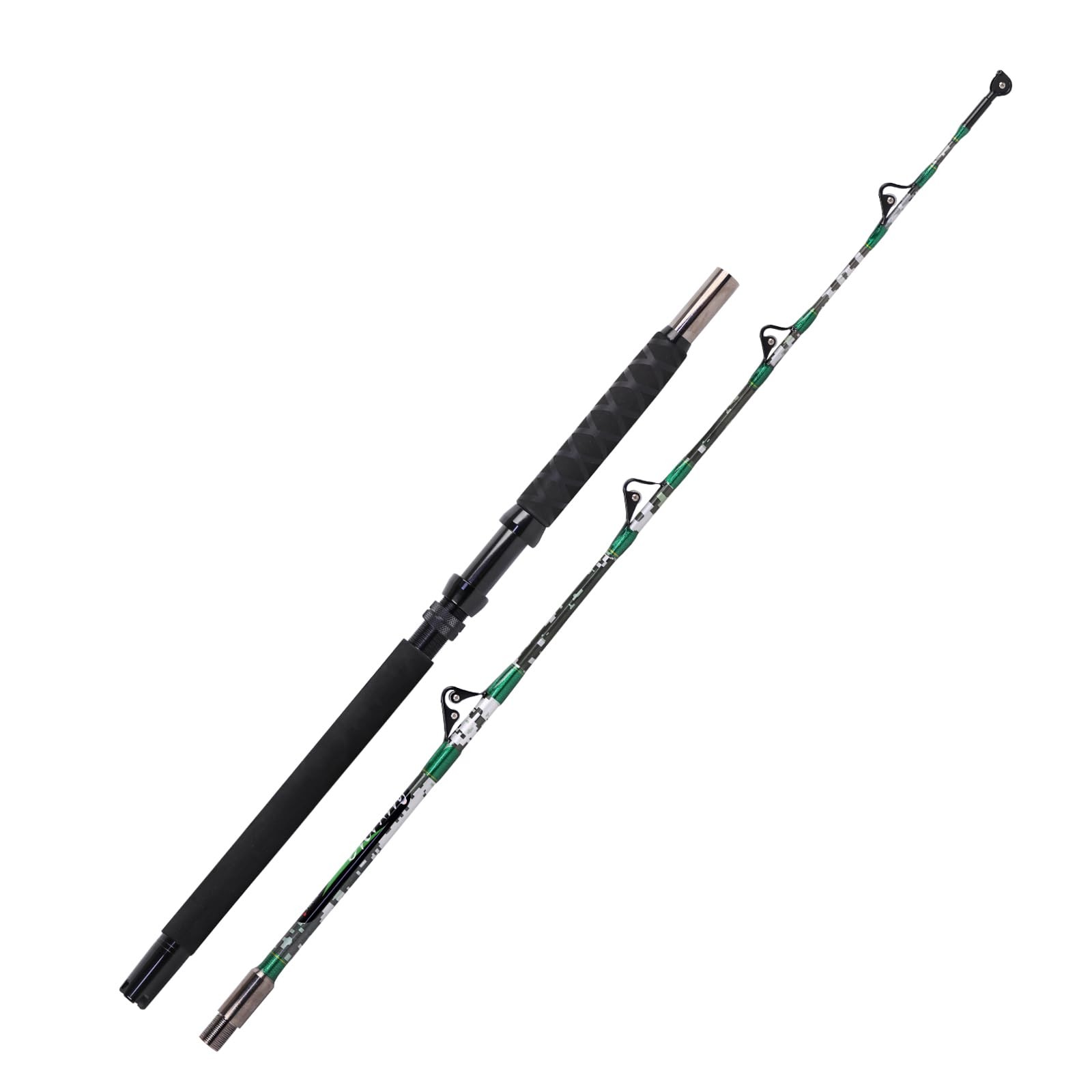 Fiblink 2-Piece Trolling Fishing Rod, Saltwater Roller Rod, Portable Big Game…