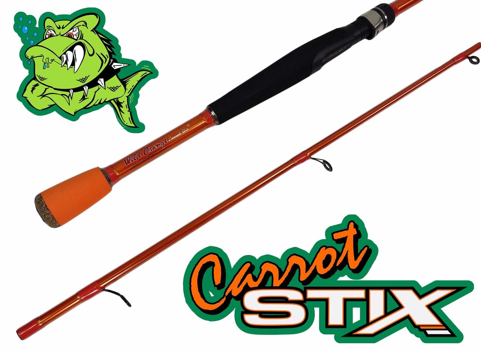 COLLAPSIBLE Carrot Stix SPINNING Wild Orange Fishing Rod 6- 7′ Ultra Light – MH