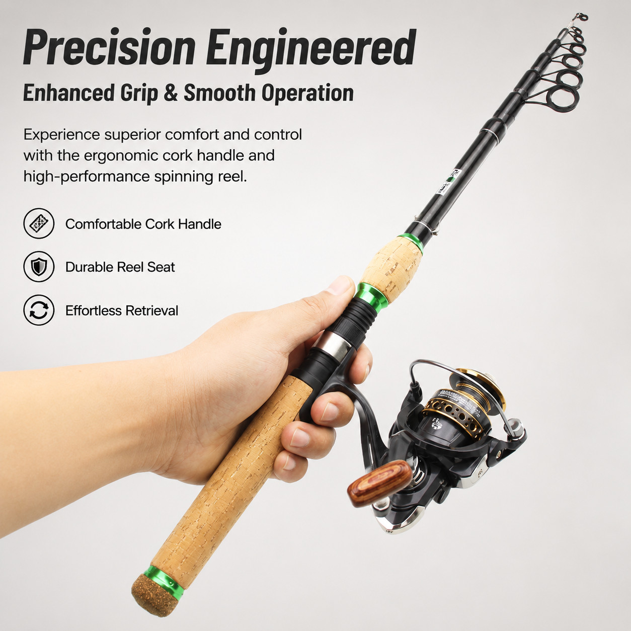 Carbon Fiber Telescopic Fishing Rod and Reel Combo, Spinning Fishing Pole for