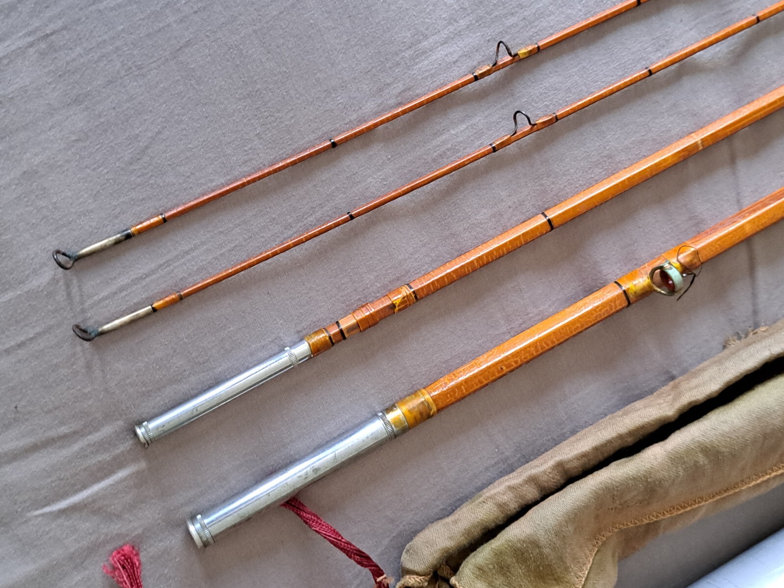 1930S USA DESIRABLE FLY ROD SOUTHBEND CROSS DOUBLEBUILT TUBE & ORIGINAL SOCK