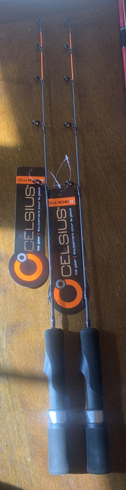 2 Pieces Celsius Black Ice II Ice Fishing Jigging Rods 27” Light