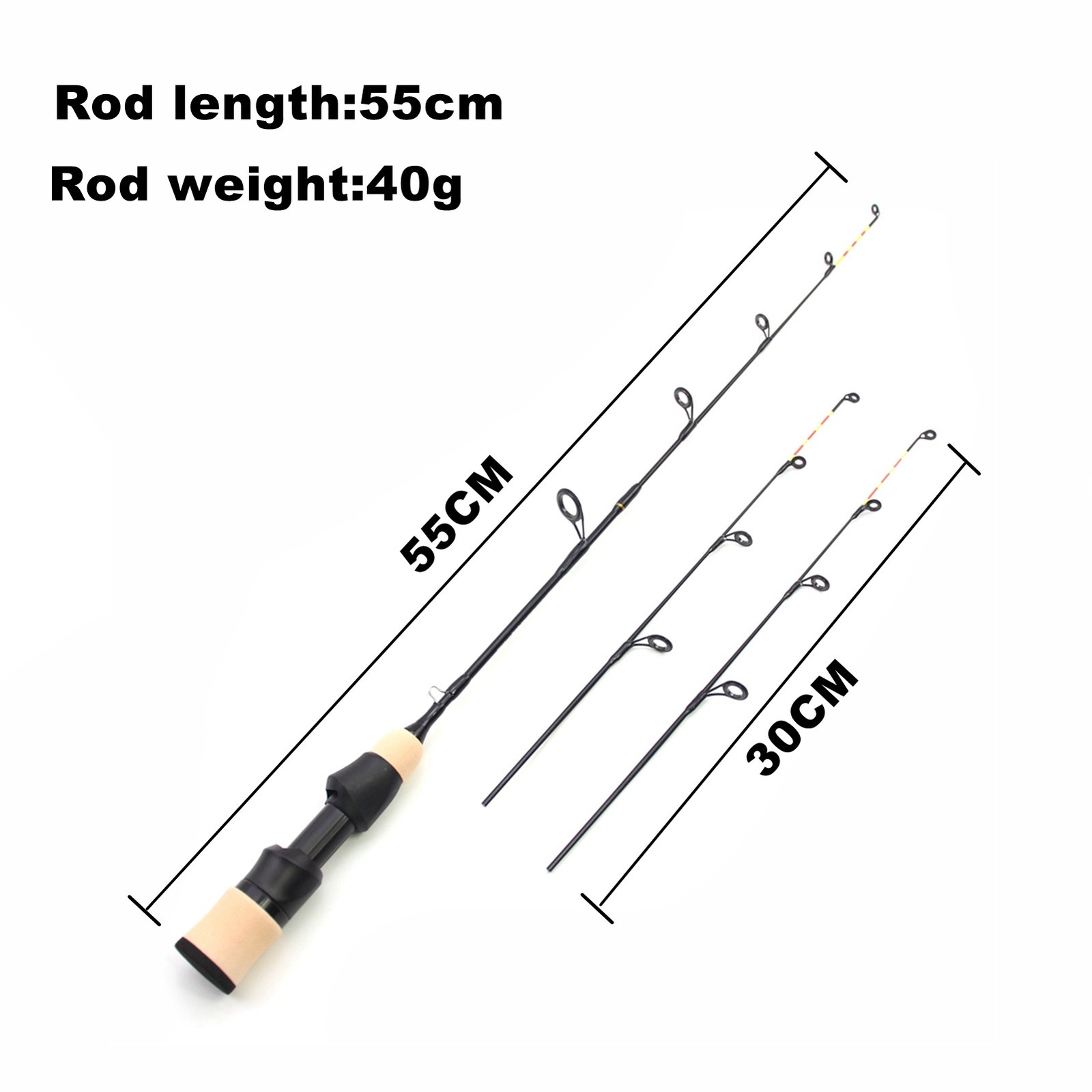 Ice Fishing Rod Carbon Fiber Fast Action Casting Spinning Travel Rod Carp 55cm
