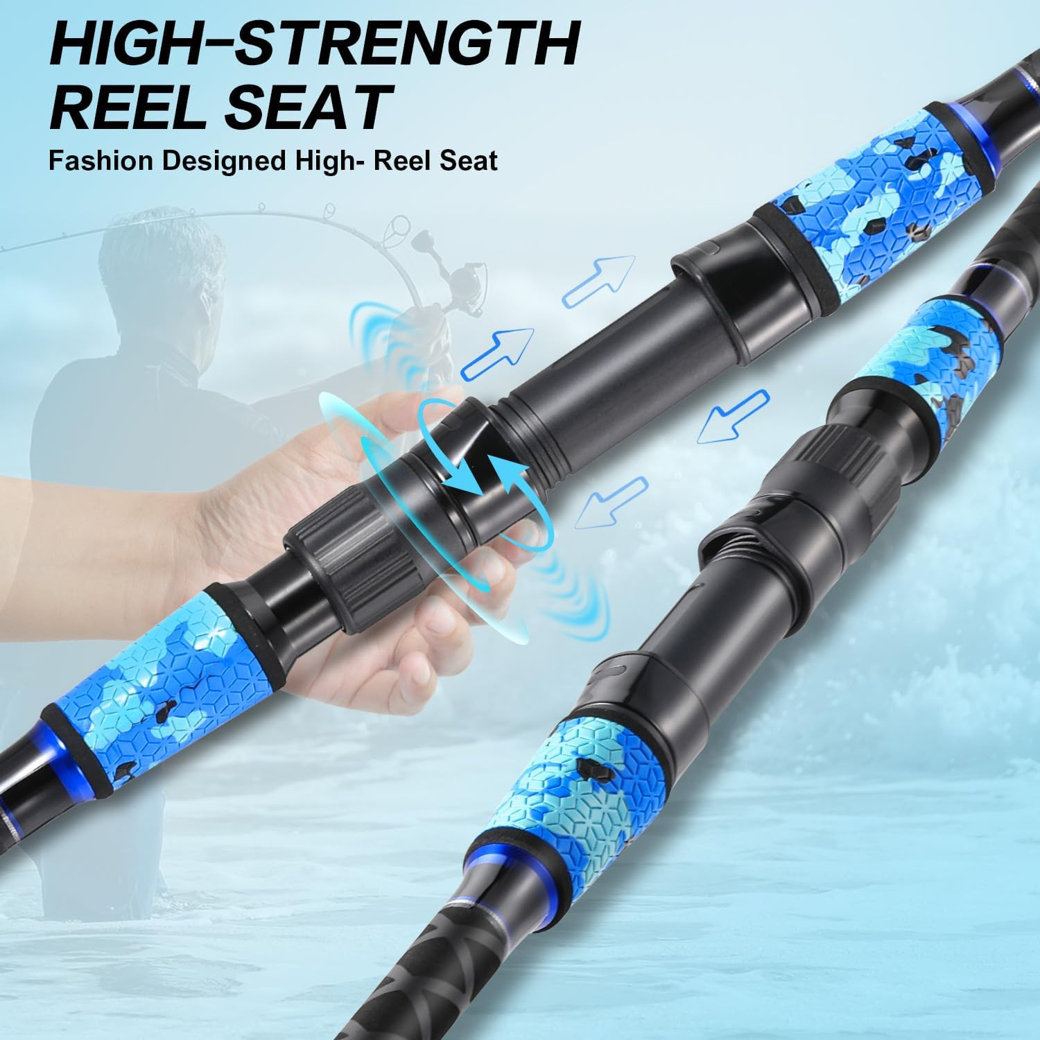Sougayilang Surf Fishing Rod Portable Travel MH/H Surf Spinning Rod 4 Piece Carb