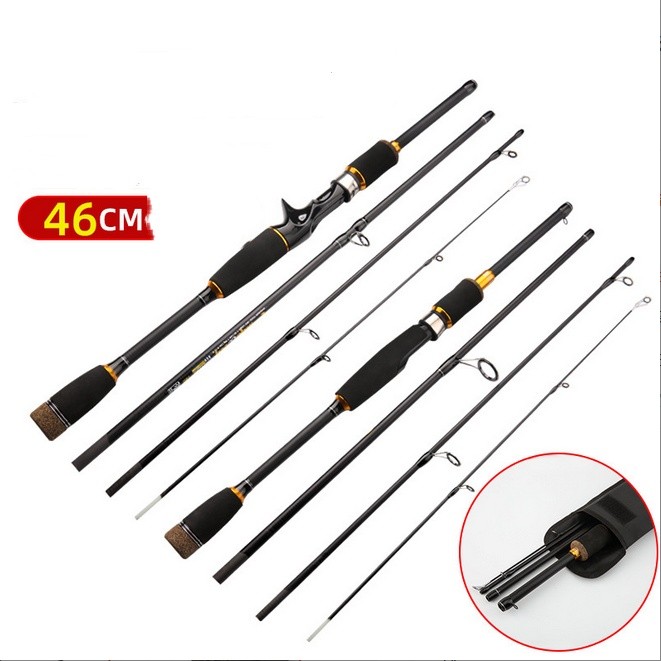 Fishing Rods Carbon Fiber Casting Spinning Rods High Sensitive Fast 4 Sections