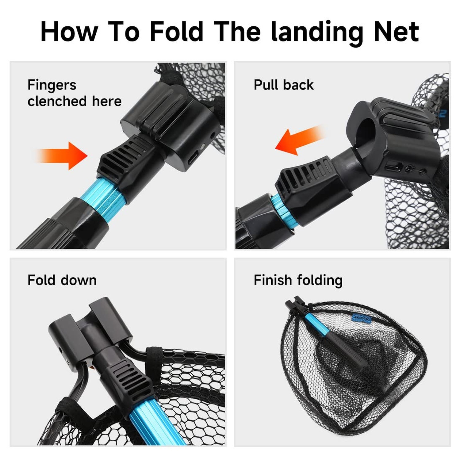 SANLIKE Collapsible Telescopic Fishing Net Rubber Coated Fresh/Salt Water | R…