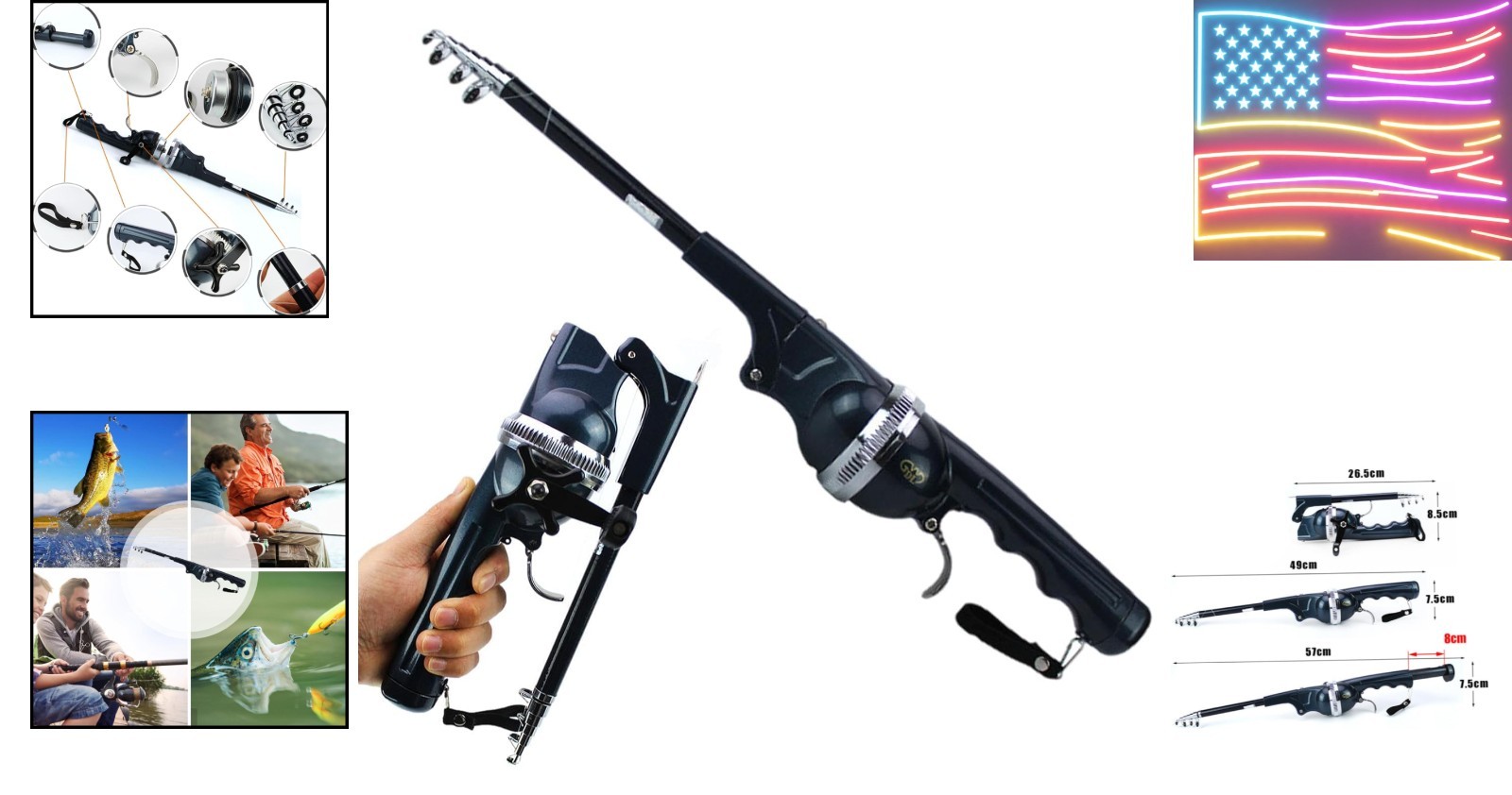 Telescopic Fishing Rod Portable Collapsible Pocket .