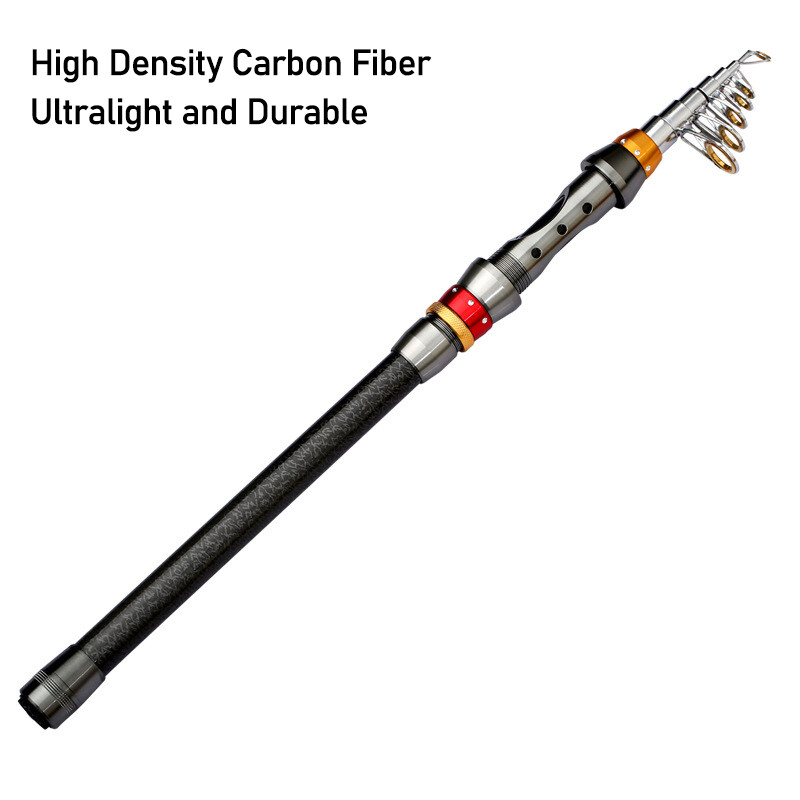 Carbon Fiber Telescopic Fishing Rod Sea Saltwater Portable Spinning Pole 3.6M