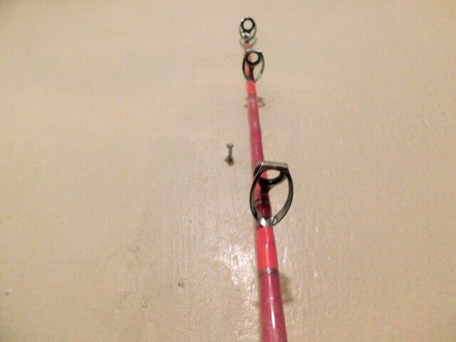 CUSTOM CONVENTIONAL BOAT ROD 7′ PINK PEARL MARBLE 20-40 LB TURBOS NEW