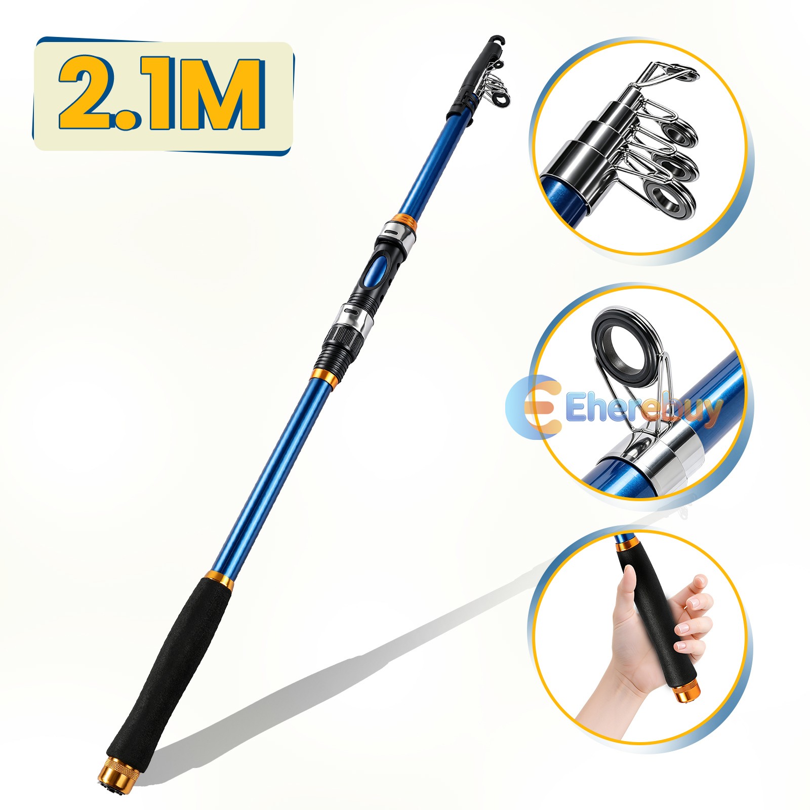 2.1m Carbon Telescope Fishing Rod Travel Sea Spinning Pole Smart Anglers Tool