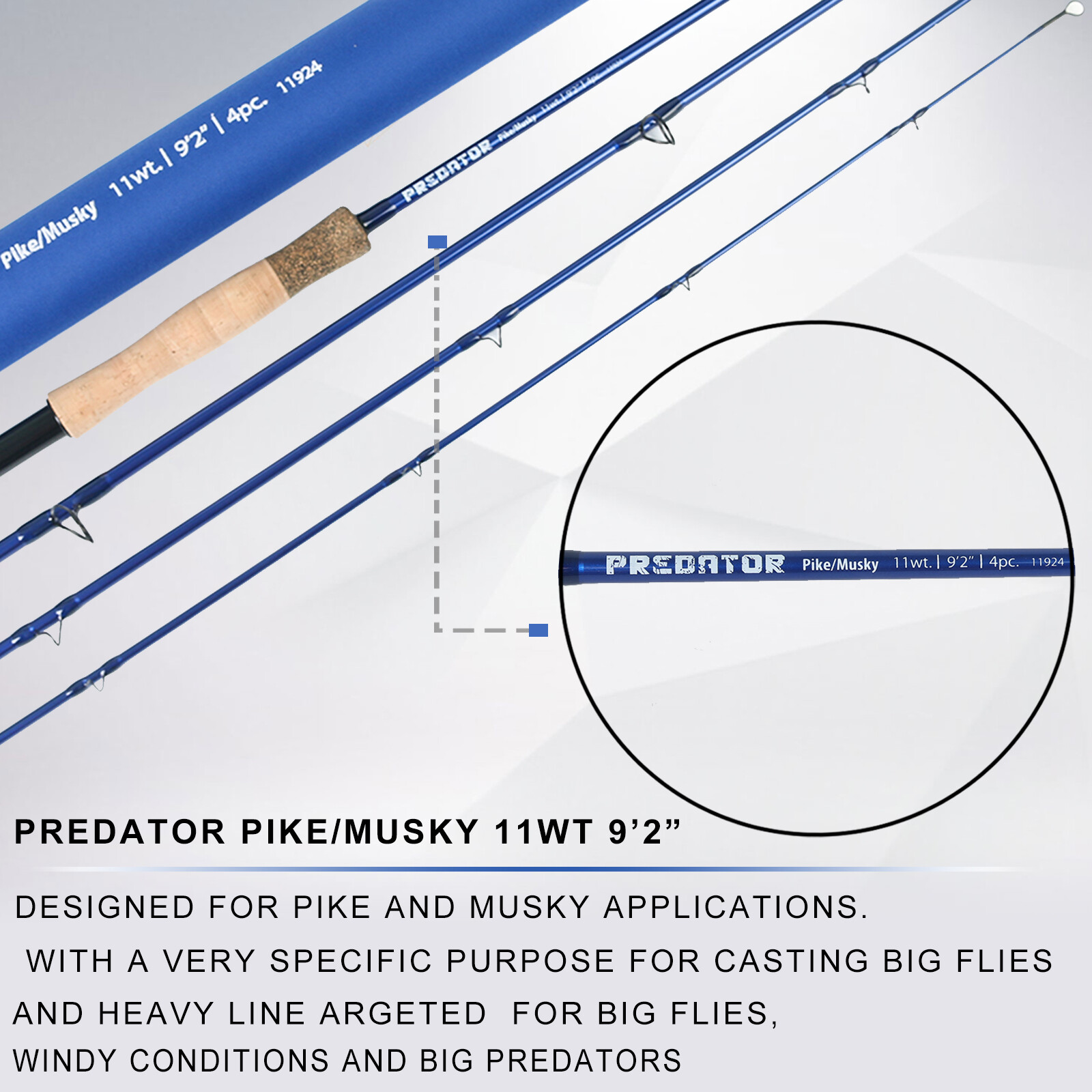 Maxcatch Predator Big Game Saltwater Fly Fishing Rod 8/9/10 11/12wt Fast Action