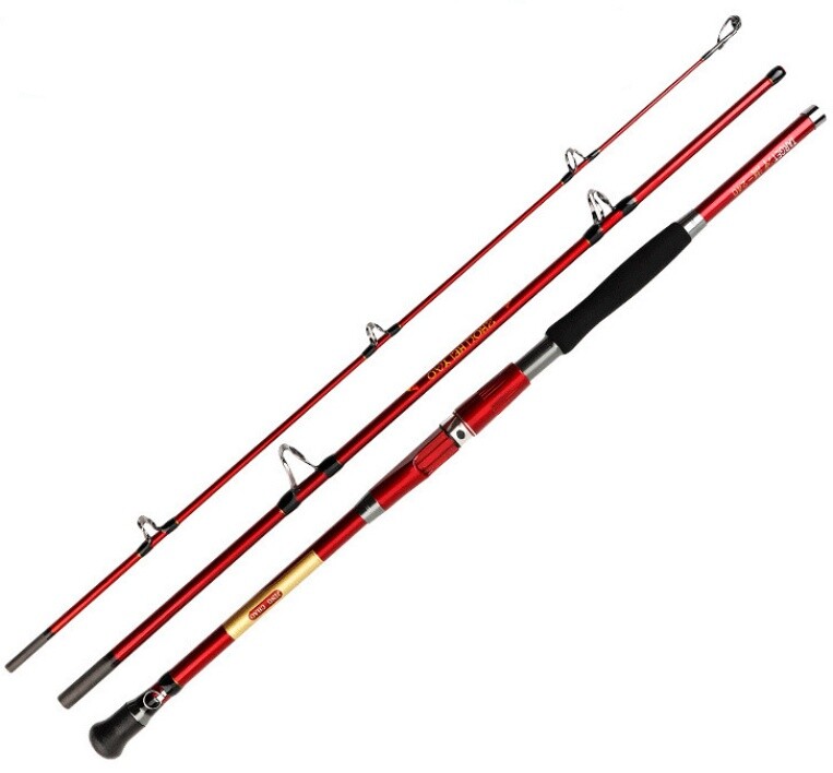 Boat Fishing Rod Travel Carbon Fiber Spinning Casting Rod 3 Section Sea Big Game