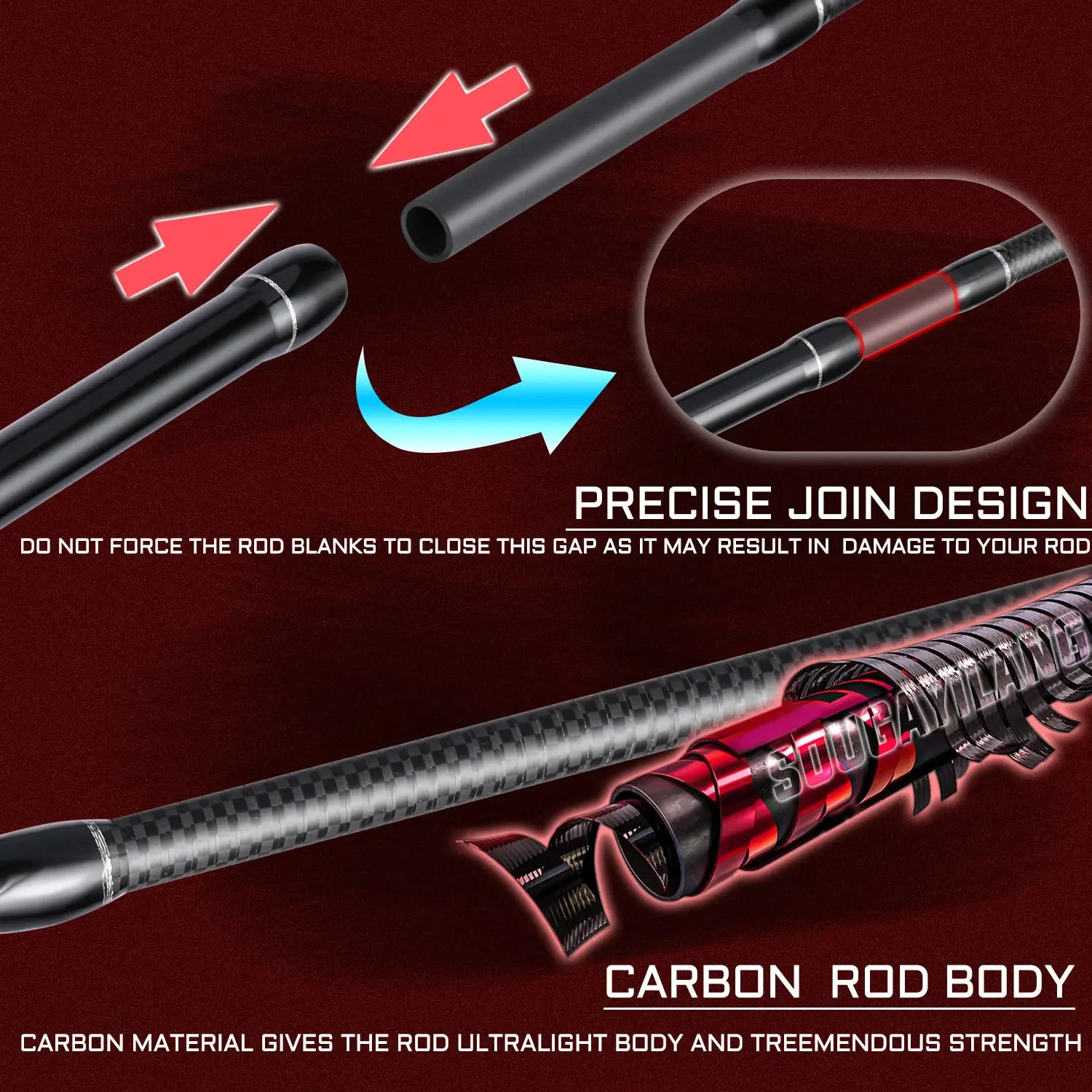 Sougayilang 1.8m 2.1m Lure Fishing Rod Carbon Fiber Spinning Casting Fishing Rod