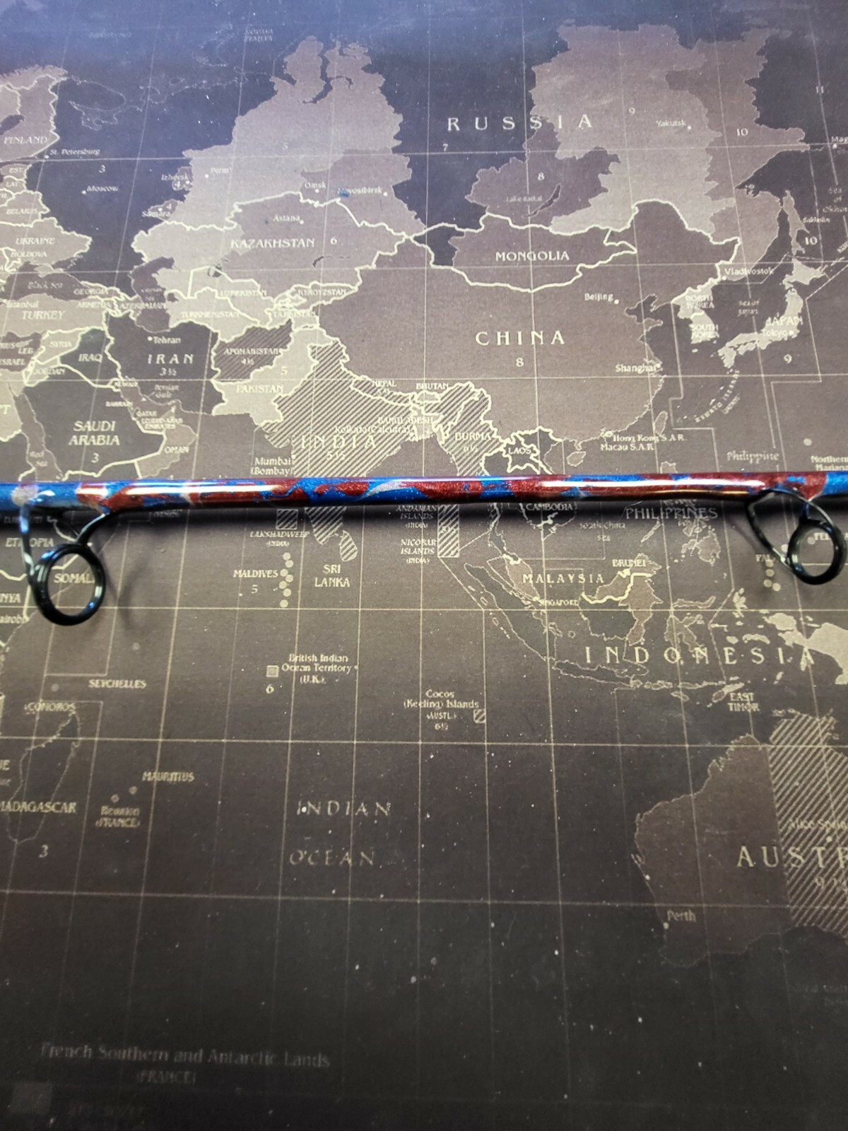 Custom Fishing Rod with Real Shark Skin Grips and Awesome Paint Job
