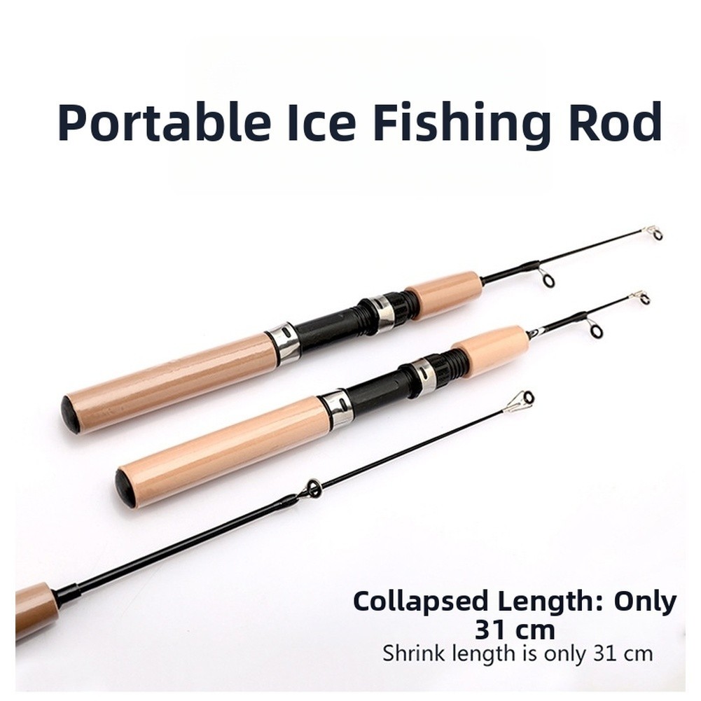 Telescopic Ice Fishing Pole 55cm 65cm 75cm Fiberglass with Grip Handle