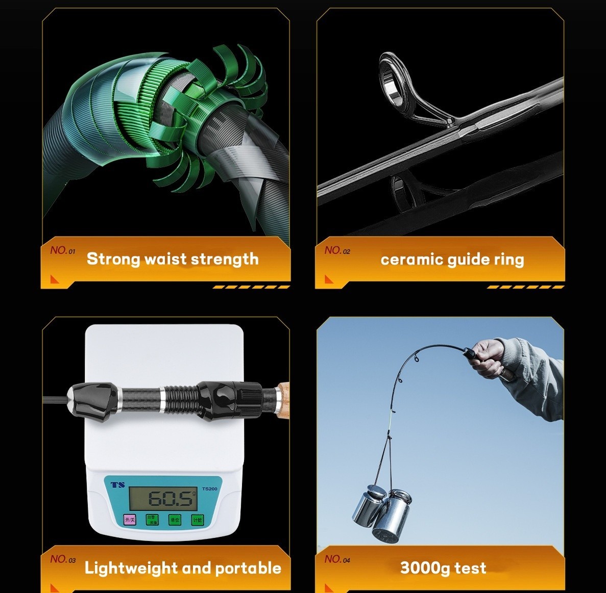 Portable Ice Fishing Rod Ultra-light Short Section 47cm 57cm 67cm Winter Rods