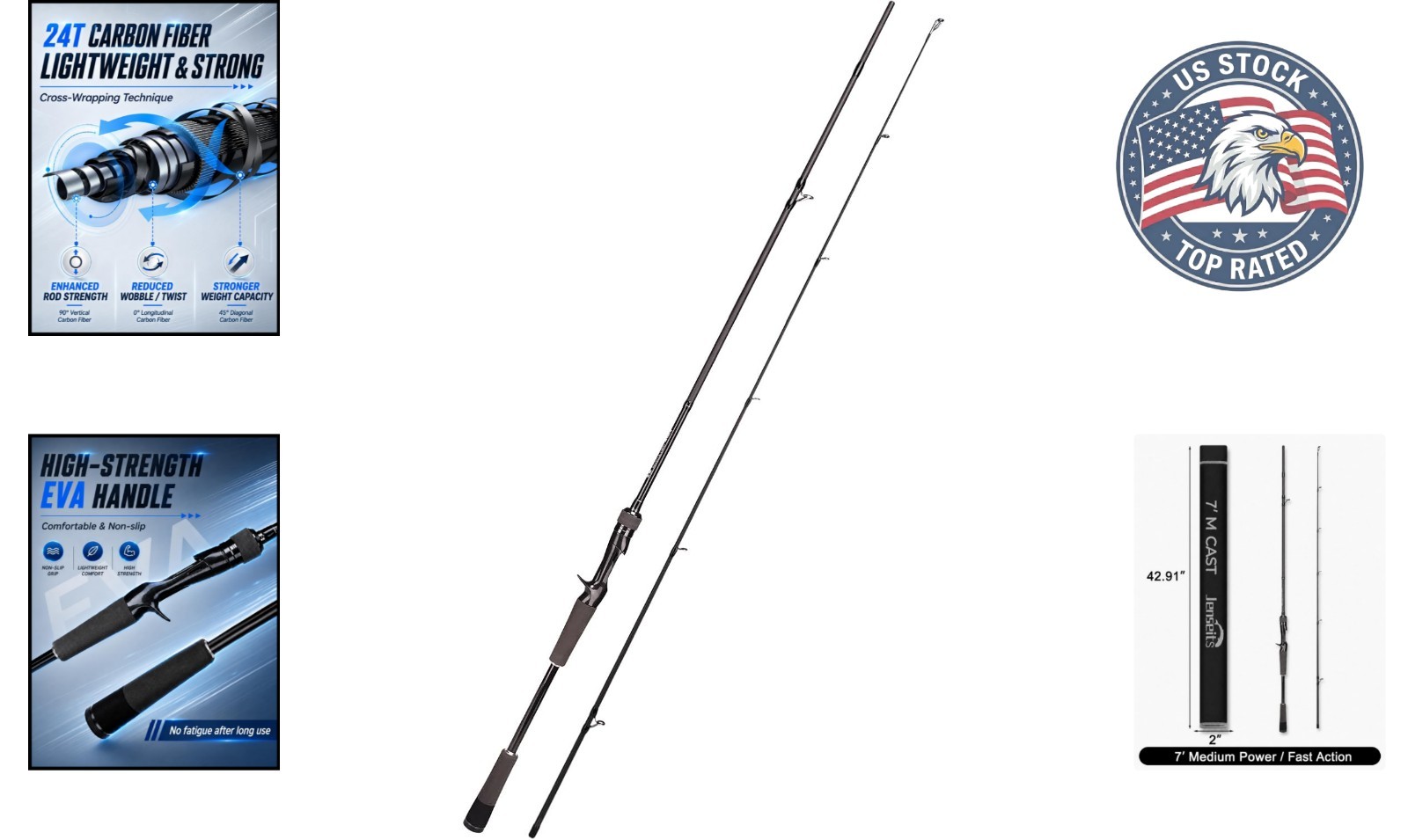 Travel-Ready 2-Piece Carbon Fishing Rod – Ideal for Surf & Walleye Fishing