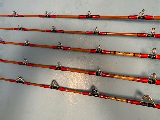 MATCHING SET OF 5 RARE CUSTOM BUILT CALSTAR FISHING RODS BY YO’S CUSTOM RODS
