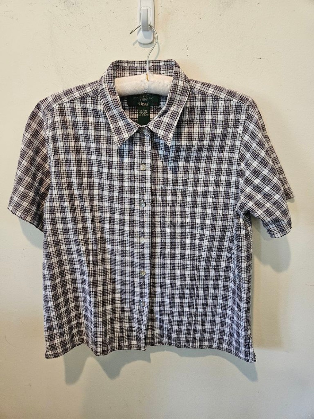 Women’s Orvis VTG 90s Y2K Plaid Button Down Shirt L White Blue