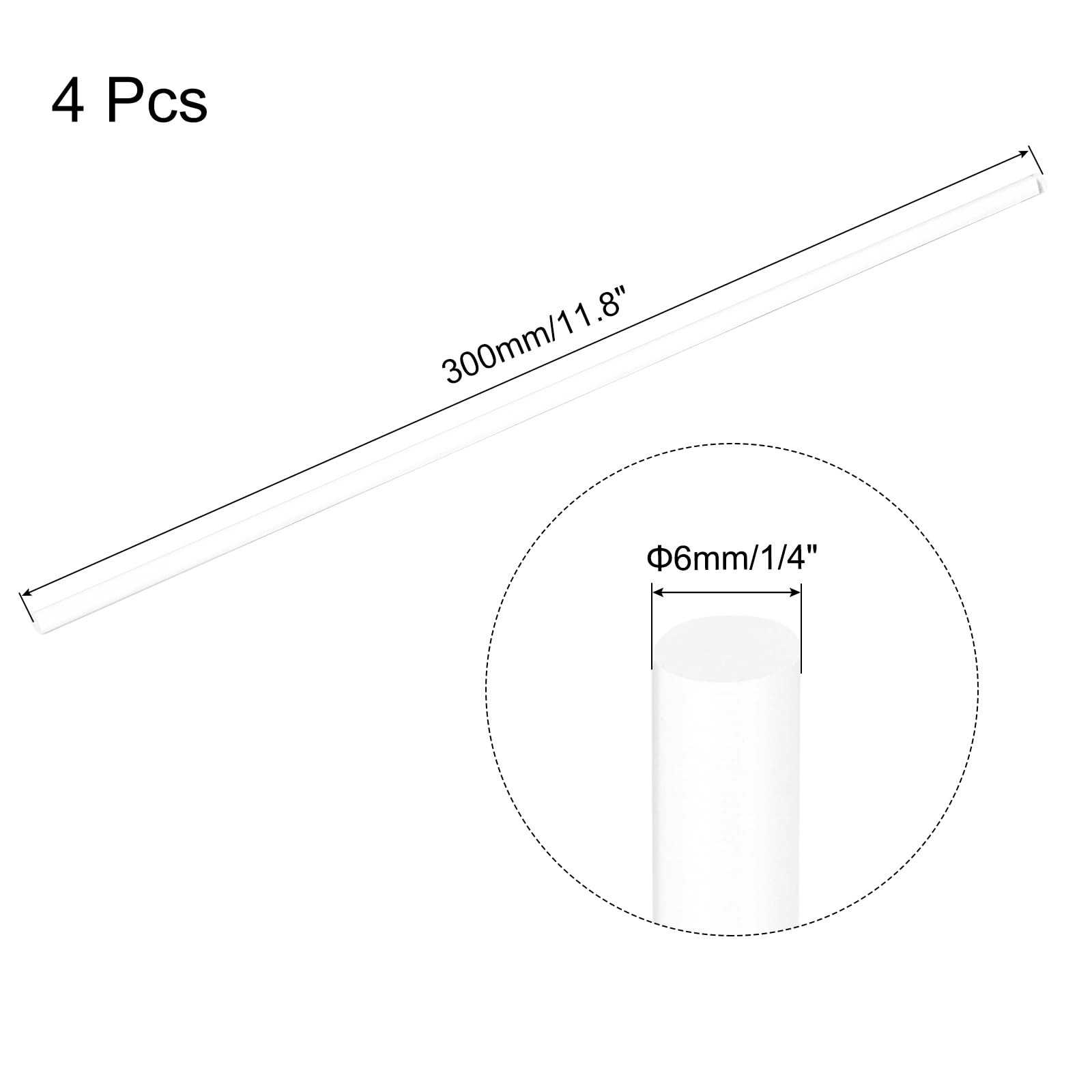 MECCANIXITY 4pcs Acrylic Round Rods 1/4″ x 12″ Clear Acrylic Dowel Rods Stick…
