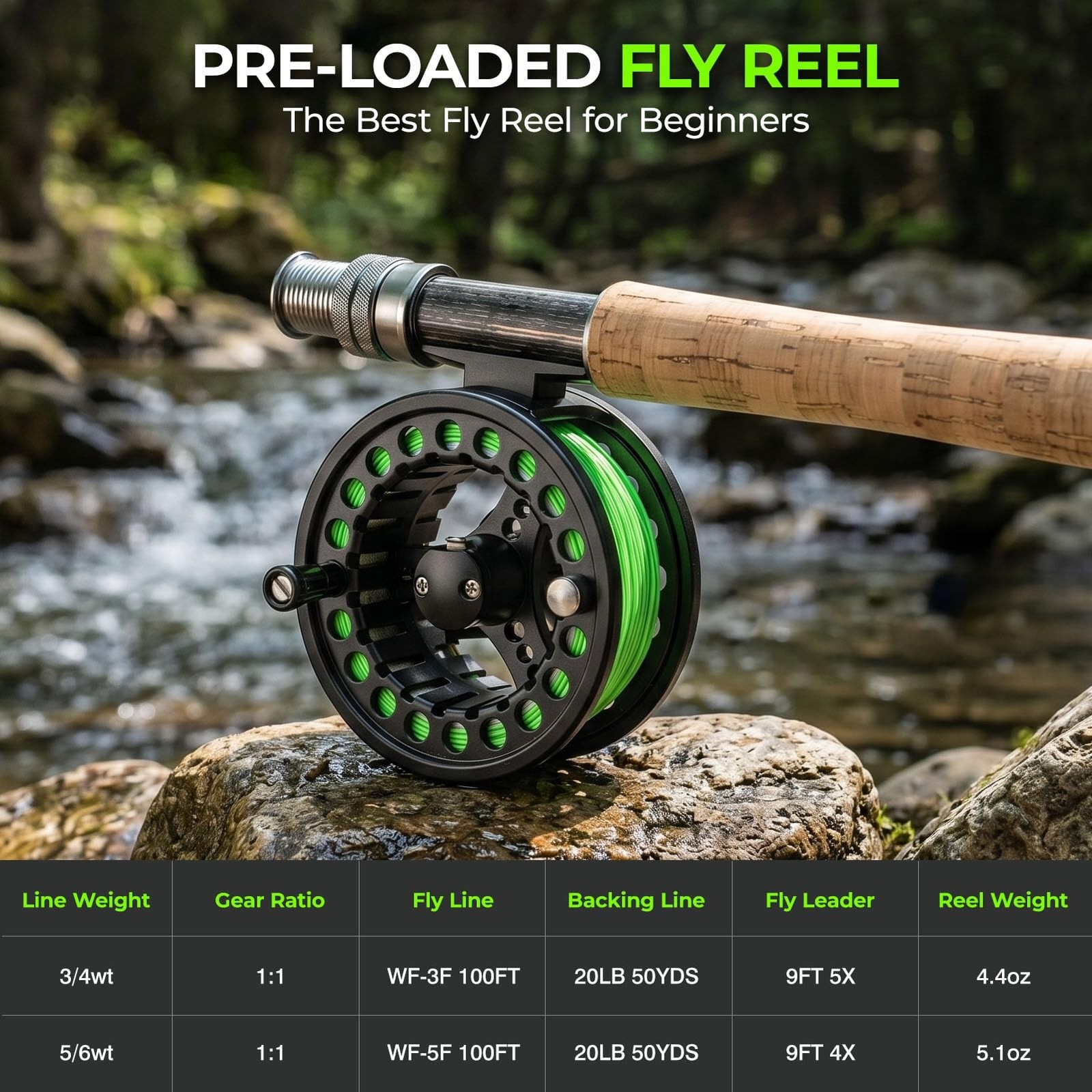 TOPFORT Fly Fishing Rod and Reel Combo Starter Kit, 4 Piece Lightweight Ultra…