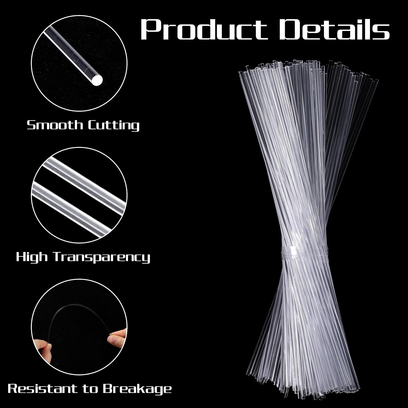 120 PCS 7.87 Inch Clear Acrylic Rods 2mm Diameter Cake Pops Sticks Topper