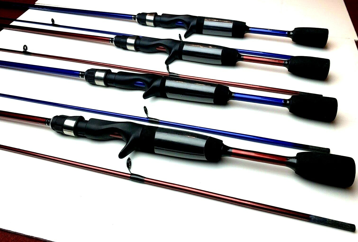 Zebco Rod Special. 4 Rods 5’ UL Casting 2 pc 2-RED / 2-BLUE