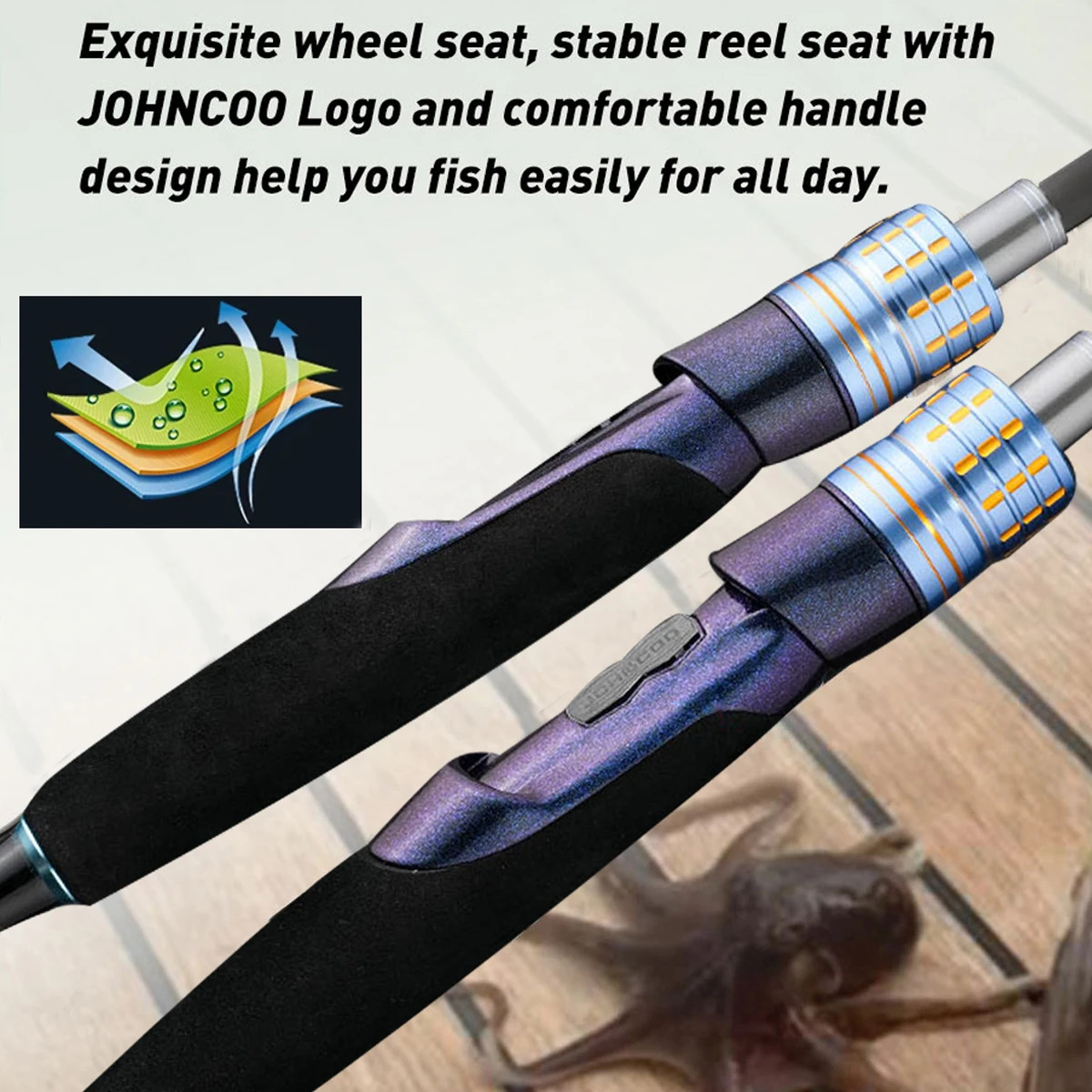 JOHNCOO Boat Fishing Rod 1.7-1.9m ML Titanium Tip Spinning Casting Saltwater