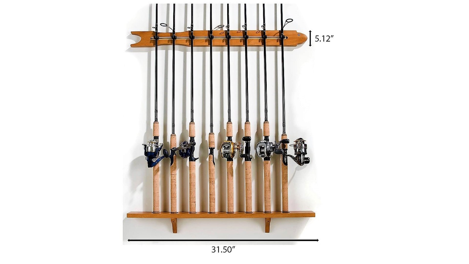 Old Cedar Outfitters Modular Wall Rack for Fishing Rod 8 Capacity, Pine
