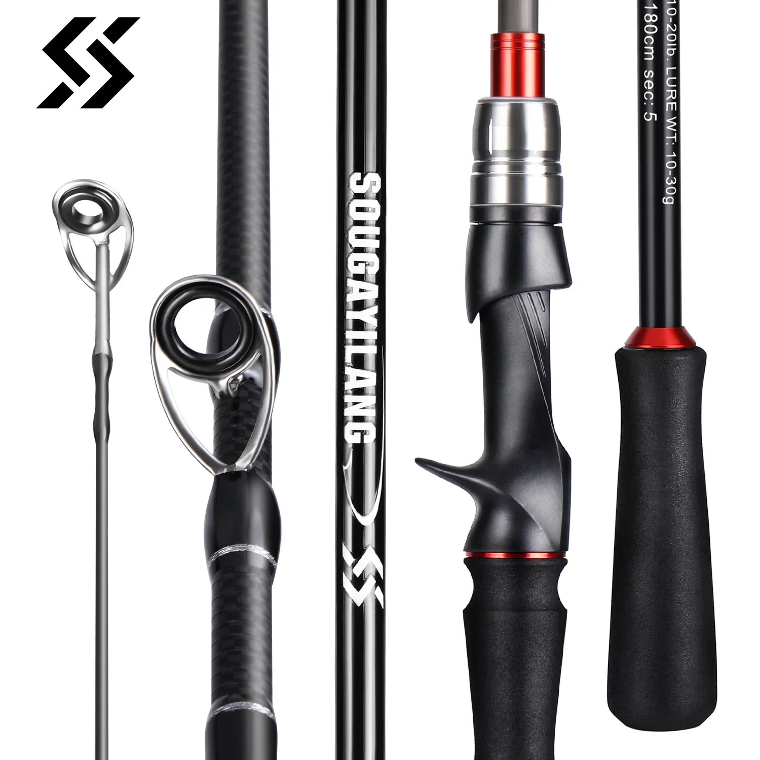 Sougayilang Carbon Fiber Fishing Rod Spinning Baitcasting EVA Handle
