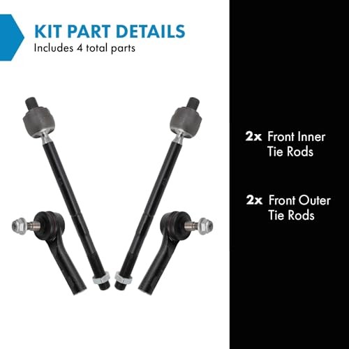 Front Inner and Outer Tie Rod Set 4 Piece Compatible with 2015-2022 PSA39332