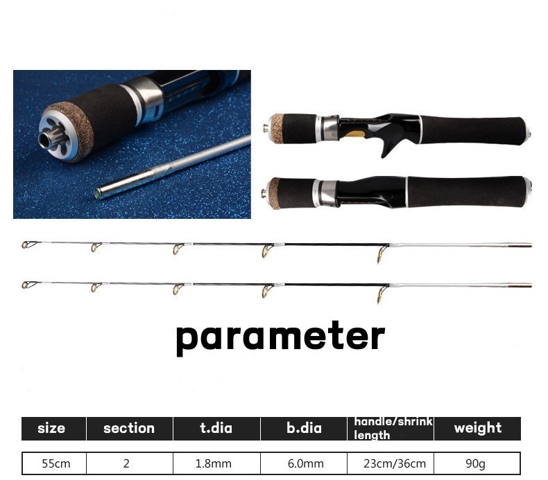 Ice Fishing Rod Carbon Fiber Fast Action Casting Spinning Travel Rod Carp 55cm
