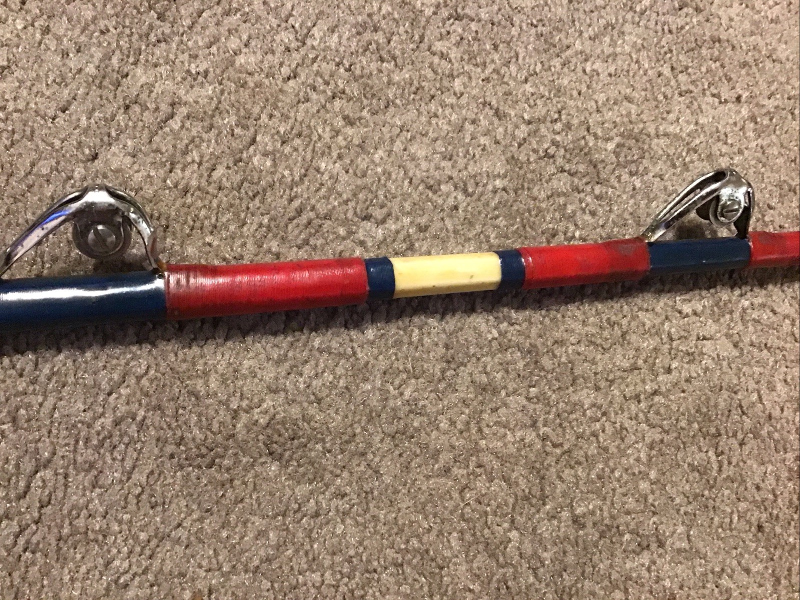 Vintage Hexagon Wood Butt 6’ 6” Aftco Roller Guide 50lb Trolling Rod R75