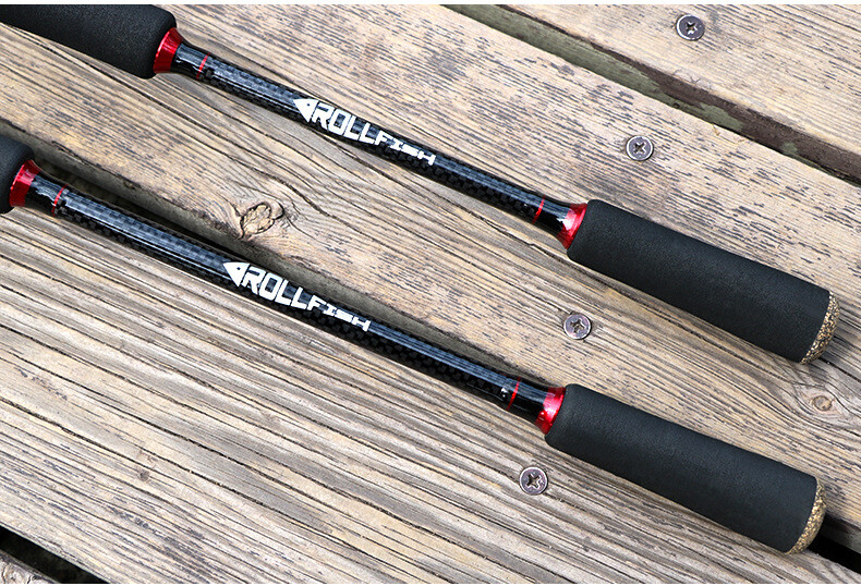 Rollfish Medium light Mod Fast Spinning Rod 6′ 2pc. Black/Red