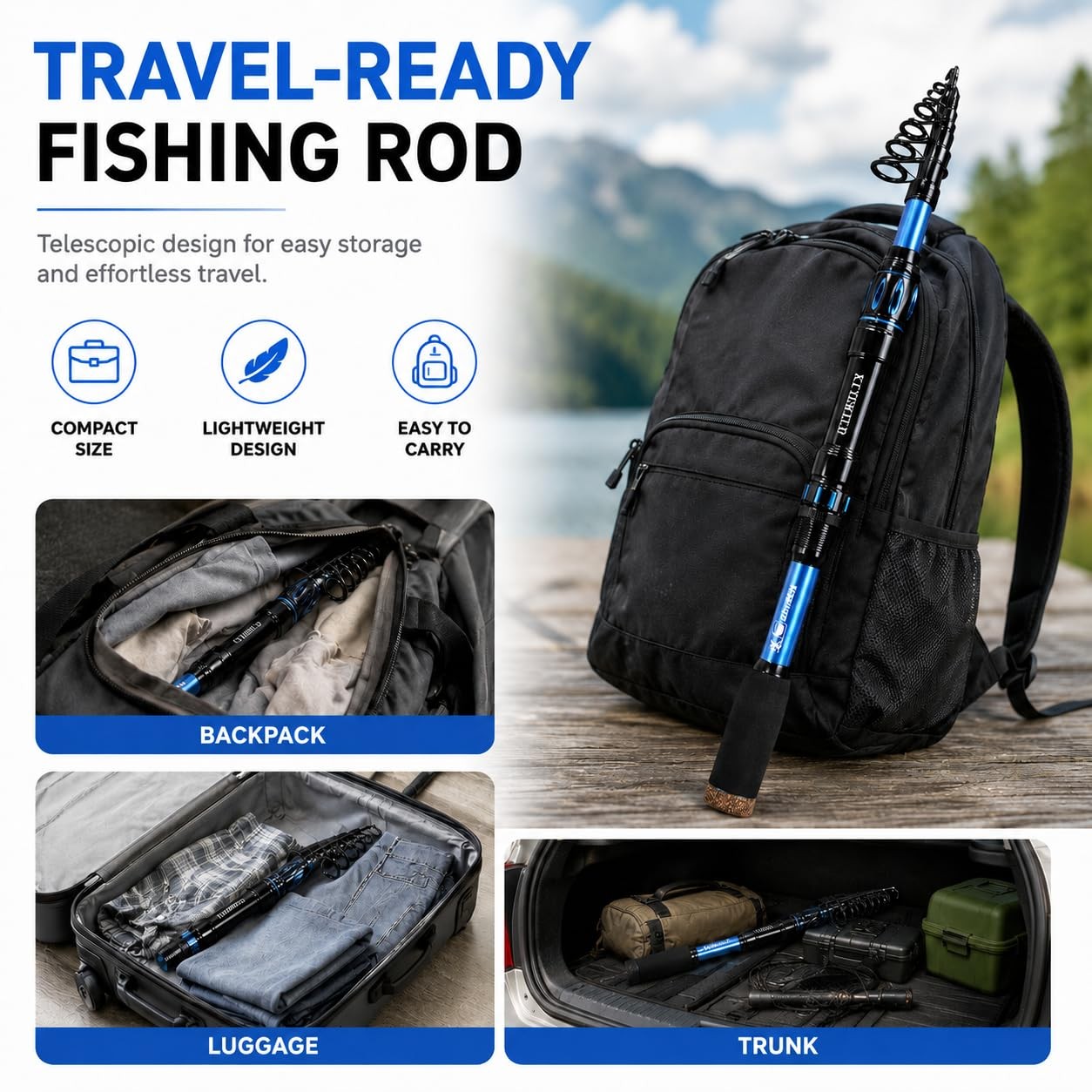 TORVEX Telescopic Fishing Rod, 24-Ton Carbon Fiber Travel Rod, Portable Spinn…