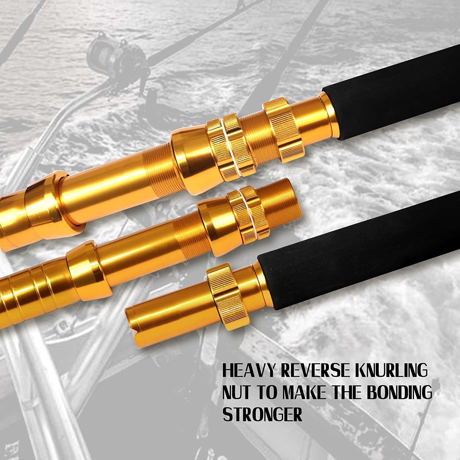 2-Piece Bent Butt Trolling Rod Saltwater Deep Sea Roller Big Game Fishing Pole